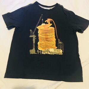 Hanna Andersson 120 6-7y pancakes syrup tshirt top breakfast food crane truck